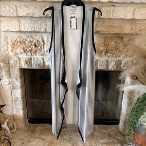 Vocal Shimmering Silver and Black Open Vest